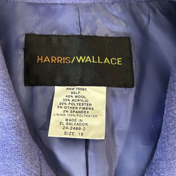 Harris Wallace Womens Blazer Jacket Wool Blend Zip Front Sz 16 Light Purple - Picture 11 of 12